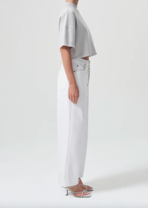 AGOLDEAgolde Reed Cropped Fleece Tee - Spoon 3 AGOLDEAgolde Reed Cropped Fleece Tee - Spoon - Image 3