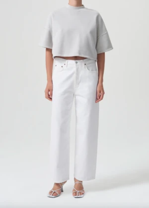 AGOLDEAgolde Reed Cropped Fleece Tee - Spoon 2 AGOLDEAgolde Reed Cropped Fleece Tee - Spoon - Image 2