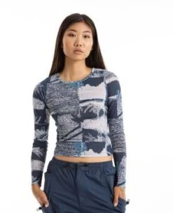 ThrillsAlchemy Long Sleeve Mesh Top - Blue
