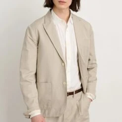 Alex MillCotton Linen Mercer Blazer - Silver/Cloud