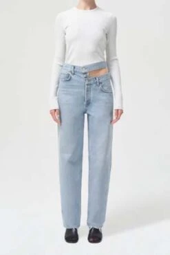 AGOLDEAlma Shrunken Crew Neck Top - Powder