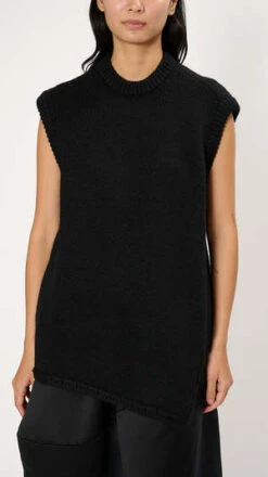 Comme Des Garcons Comme Des GarçonsAsymmetric Hem Sweater Vest - Black -ANINE BING || ULLA JOHNSON || AGOLDE Shop Asymmetric Hem Sweater Vest in Black 20230930005339 1