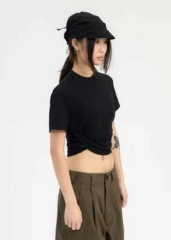 Hyein SeoBLACK TWISTED T-SHIRT - Black -ANINE BING || ULLA JOHNSON || AGOLDE Shop BLACK TWISTED T SHIRT 20231023034501 1