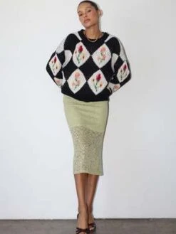 Bailey RoseNora Vintage Floral Sweater - Black -ANINE BING || ULLA JOHNSON || AGOLDE Shop Bailey Rose Nora Vintage Floral Sweater In Black 20231028065119 2