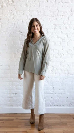 Grade & GatherBreanna Wrap Shirt - Light Sage