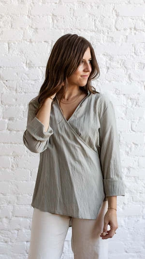 Grade & GatherBreanna Wrap Shirt - Light Sage 6 Grade & GatherBreanna Wrap Shirt - Light Sage - Image 6