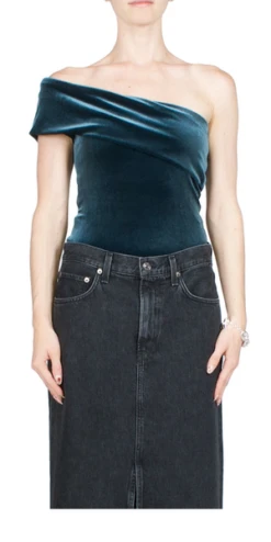 AGOLDEBree Velvet Banded Bodysuit - Blizzard