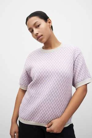 KowtowCheckerboard Knit Tee - Mauve Check 2 KowtowCheckerboard Knit Tee - Mauve Check - Image 2
