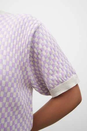 KowtowCheckerboard Knit Tee - Mauve Check 4 KowtowCheckerboard Knit Tee - Mauve Check - Image 4