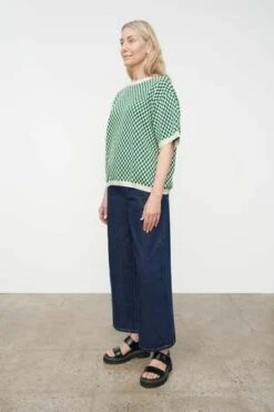 KowtowCheckerboard Knit Tee - Evergreen Checkerboard -ANINE BING || ULLA JOHNSON || AGOLDE Shop Checkerboard Knit Tee 20231004212628 2