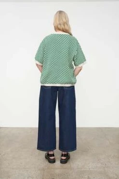 KowtowCheckerboard Knit Tee - Evergreen Checkerboard -ANINE BING || ULLA JOHNSON || AGOLDE Shop Checkerboard Knit Tee 20231004212628 3