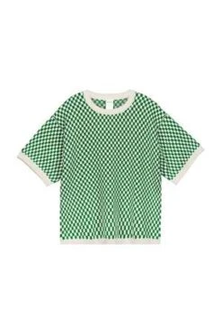 KowtowCheckerboard Knit Tee - Evergreen Checkerboard -ANINE BING || ULLA JOHNSON || AGOLDE Shop Checkerboard Knit Tee 20231004212629