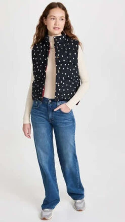 Clare V.Emile Vest - Black/White Scattered Polka-Dot -ANINE BING || ULLA JOHNSON || AGOLDE Shop Clare V Emile Vest Black White Scattered Polka Dot 20230907011855 1
