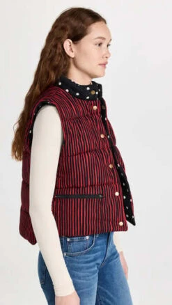 Clare V.Emile Vest - Black/White Scattered Polka-Dot -ANINE BING || ULLA JOHNSON || AGOLDE Shop Clare V Emile Vest Black White Scattered Polka Dot 20230907011856