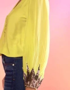 CYNTHIA ROWLEYSelene Sequin Blouse -Yellow -ANINE BING || ULLA JOHNSON || AGOLDE Shop Cynthia Rowley Selene Sequin Blouse Yellow 20230307222038 2