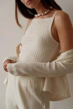 Donni.Sweater Rib Tank - Creme