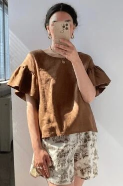 Eliza FaulknerRaffi Top - Cocoa -ANINE BING || ULLA JOHNSON || AGOLDE Shop Eliza Faulkner Raffi Top Cocoa 20230614163106 1