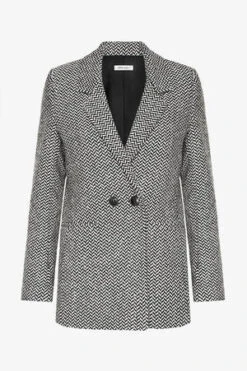 Anine BingFishbone Blazer - Black/Off White -ANINE BING || ULLA JOHNSON || AGOLDE Shop Fishbone Blazer in Black and Off White 20230207230158 1