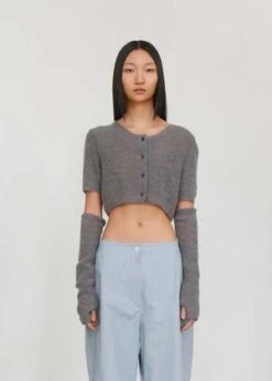 AMOMENTOMini Alpaca Cardigan - Grey