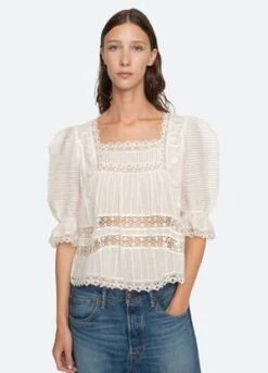 Sea New YorkHaven Top - Cream -ANINE BING || ULLA JOHNSON || AGOLDE Shop Haven Top 20230927014822 3