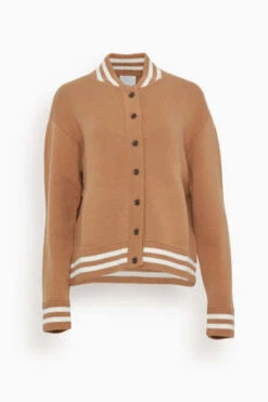 AlludeKnit Varsity Jacket - Camel