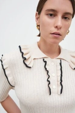 KowtowFlower Polo - Natural Marle 14 KowtowFlower Polo - Natural Marle -ANINE BING || ULLA JOHNSON || AGOLDE Shop Kowtow Flower Polo Natural Marle 20221013062320