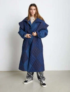 Stella NovaLong Quilted Coat - Blue Mix