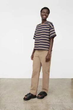 KowtowOversized Boxy Tee - Navy/Taupe Stripe -ANINE BING || ULLA JOHNSON || AGOLDE Shop Oversized Boxy Tee 20230802055242 1