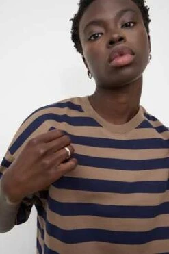 KowtowOversized Boxy Tee - Navy/Taupe Stripe -ANINE BING || ULLA JOHNSON || AGOLDE Shop Oversized Boxy Tee 20230802055242 3