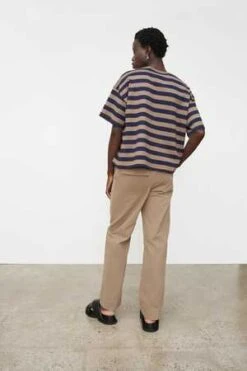 KowtowOversized Boxy Tee - Navy/Taupe Stripe -ANINE BING || ULLA JOHNSON || AGOLDE Shop Oversized Boxy Tee 20230802055243