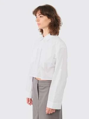 RemainPoplin Cropped Shirt - Bright White 2 RemainPoplin Cropped Shirt - Bright White - Image 2