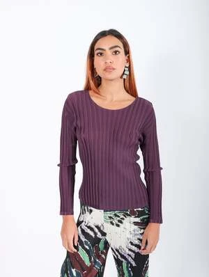 Issey MiyakeRib Pleats October Long Sleeve - Bordeaux 1 Issey MiyakeRib Pleats October Long Sleeve - Bordeaux