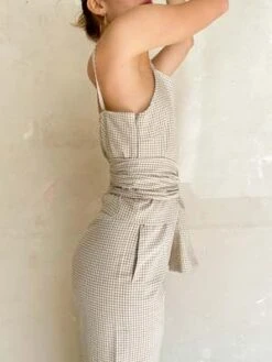 Rita RowMACARIO WRAP TOP - Sand Gingham -ANINE BING || ULLA JOHNSON || AGOLDE Shop Rita Row MACARIO WRAP TOP Sand Gingham 20230719164535 1