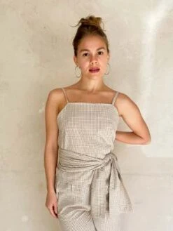 Rita RowMACARIO WRAP TOP - Sand Gingham -ANINE BING || ULLA JOHNSON || AGOLDE Shop Rita Row MACARIO WRAP TOP Sand Gingham 20230719164539