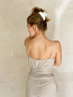 Rita RowMACARIO WRAP TOP - Sand Gingham -ANINE BING || ULLA JOHNSON || AGOLDE Shop Rita Row MACARIO WRAP TOP Sand Gingham 20230719164541