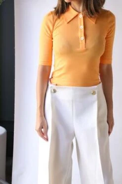 Rosetta GettyPolo T Shirt - Tangerine -ANINE BING || ULLA JOHNSON || AGOLDE Shop Rosetta Getty Polo T Shirt in Tangerine 20231012000119 2