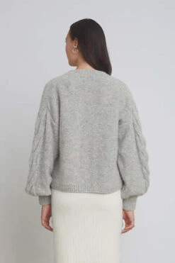 ELEVEN SIXVaida Sweater - Pale Grey Melange -ANINE BING || ULLA JOHNSON || AGOLDE Shop VAIDA SWEATER PALE GREY MELANGE 20231027192907 1