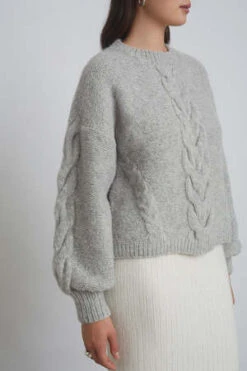 ELEVEN SIXVaida Sweater - Pale Grey Melange -ANINE BING || ULLA JOHNSON || AGOLDE Shop VAIDA SWEATER PALE GREY MELANGE 20231027192907 2