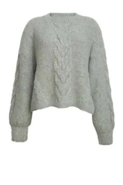 ELEVEN SIXVaida Sweater - Pale Grey Melange -ANINE BING || ULLA JOHNSON || AGOLDE Shop VAIDA SWEATER PALE GREY MELANGE 20231027192908