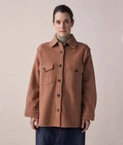 AmenteWool And Cotton Blend Shirt Jacket - Brown